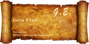 Gera Elek névjegykártya